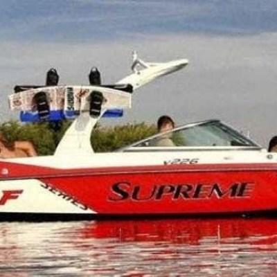a group of people in a small boat in a body of water